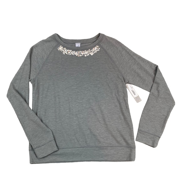 ❤️ JCPenney Sweatshirt Size S Rhinestones collar Long Sleeve Polyester Rayon - Picture 1 of 13
